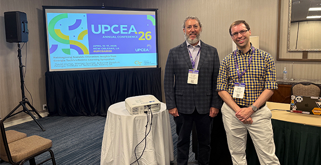 Warren Goetzel and David Joyner shared updates on the Lifetime Learning Symposium at the 2026 UPCEA Annual Conference